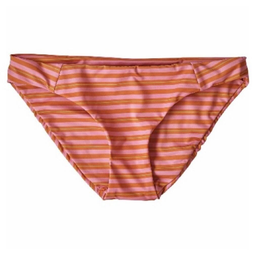 Patagonia Womens Sunamee Bikini Bottom Pink and Orange Stripe NWT